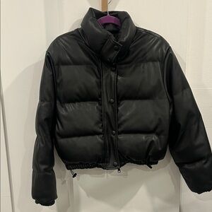Black Puffer Jacket - Cropped Quilted Style